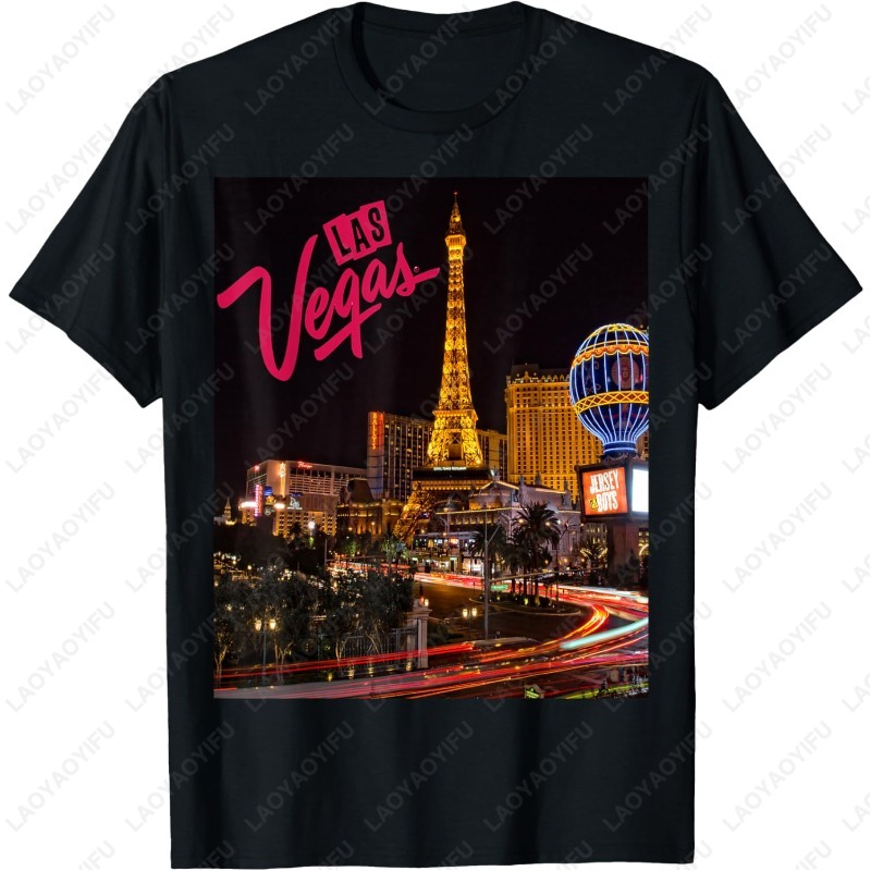 Vintage Fashion Las Vegas - เสื้อยืดลายของที่ระลึกและของฝากจากลาสเวกัส สตริปไนท์ไลฟ์ สำหรับผู้ชายและผู้หญิง แมทช์ได้กับทุกชุด แฟชั่นวินเทจ เสื้อผ้าคุณภาพสูง