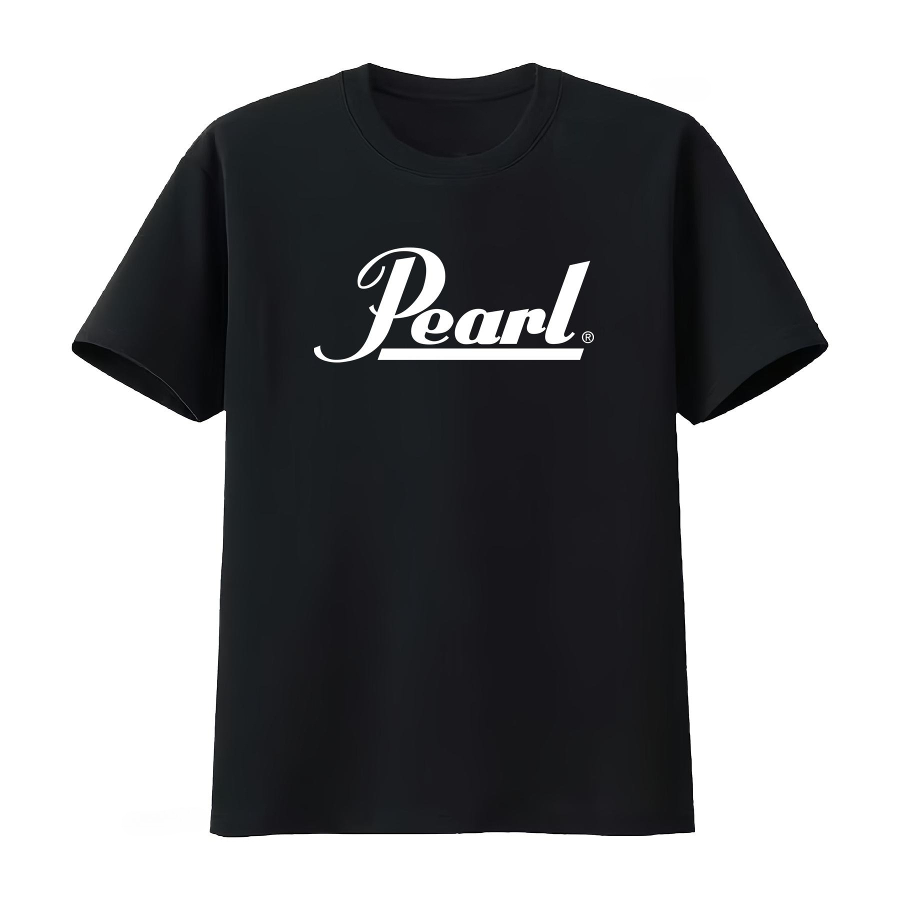 Vintage Fashion Icons - เสื้อยืดโลโก้ Pearl Drums สีดำขาว สร้างสไตล์ของคุณด้วยไอคอนวินเทจ ยูนิเซ็กส์