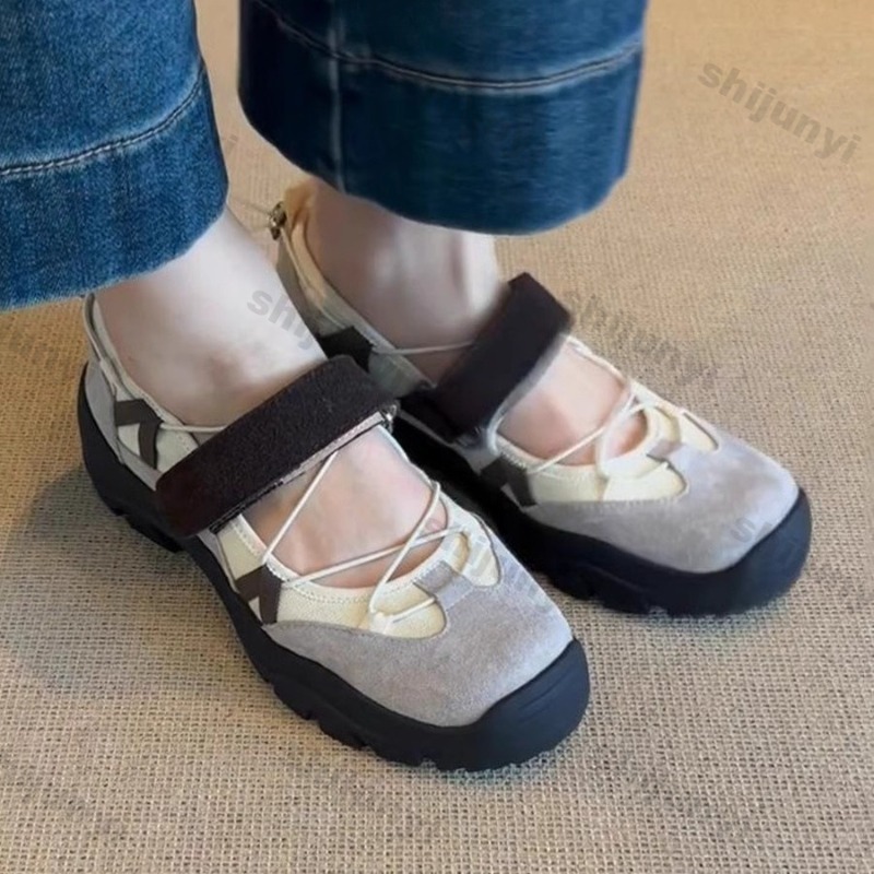 Vintage Fashion In 2026 - รองเท้าผ้าใบส้นตึกทรงกลมสไตล์วินเทจสำหรับผู้หญิง กันลื่น แฟชั่นปี 2026 สายรัดแบบหัวเข็มขัด รองเท้าแมรี่เจน