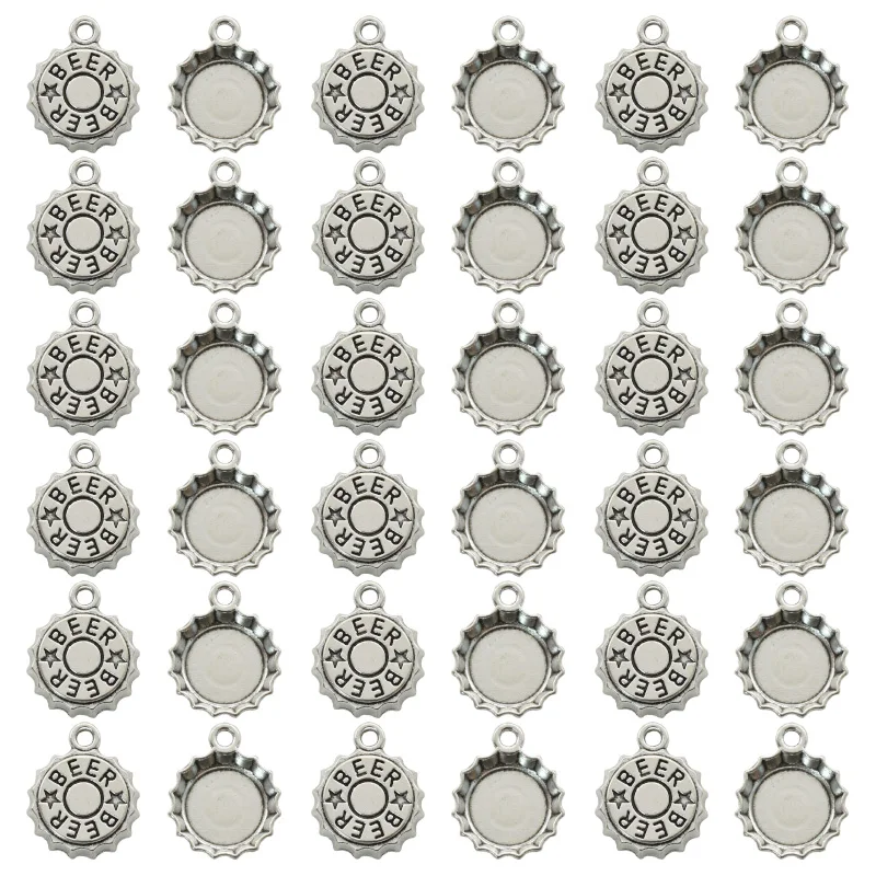 15ชิ้นจี้โลหะอัลลอยฝาเบียร์ชุบ - Vintage Fashion Jewelry Necklaces บทวิจารณ์และราคา