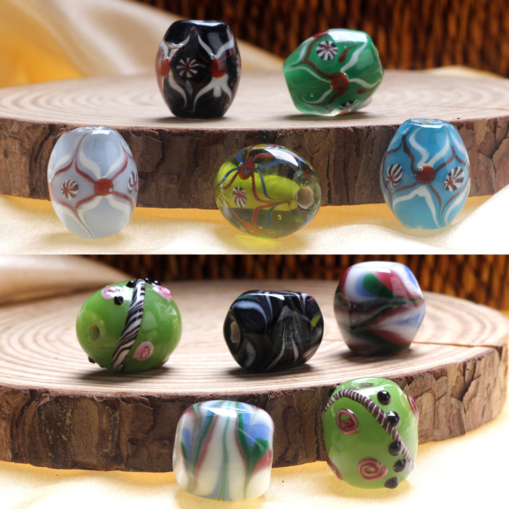 ลูกปัดแก้วทรงรีทำมือขนาด 20 มม - Vintage Fashion Jewelry Necklaces บทวิจารณ์และราคา